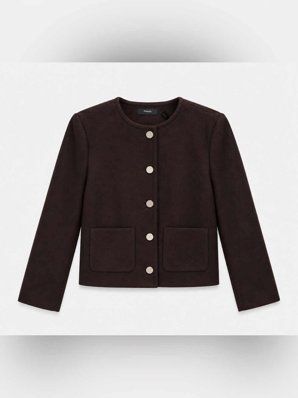 Theory Brown Urban Melton Cropped Wool Cashmere Jacket Size 2